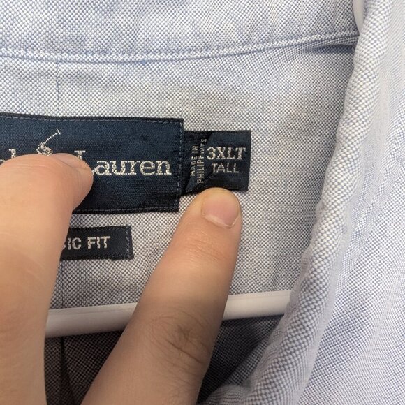 Men's Ralph Lauren Button Down Up short Sleeve shirt blue Classic Fit 3XLT Tall - Picture 5 of 7